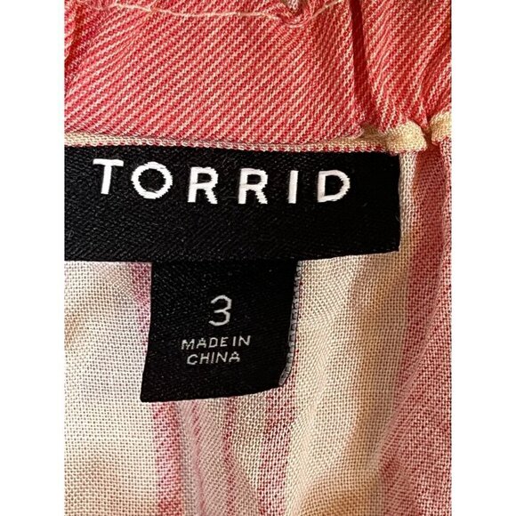 Torrid Striped Dress 3X Pink Milkmaid Midi Feminine Coverup Beach Neutral Retro - Picture 2 of 14